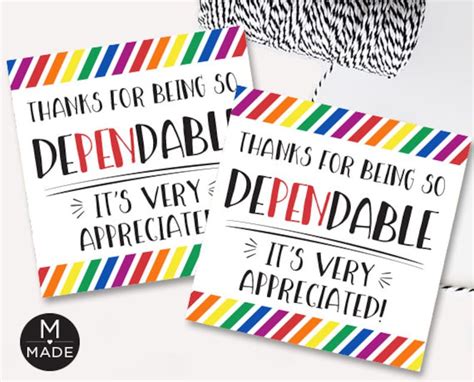 Thanks For Being Dependable Printable